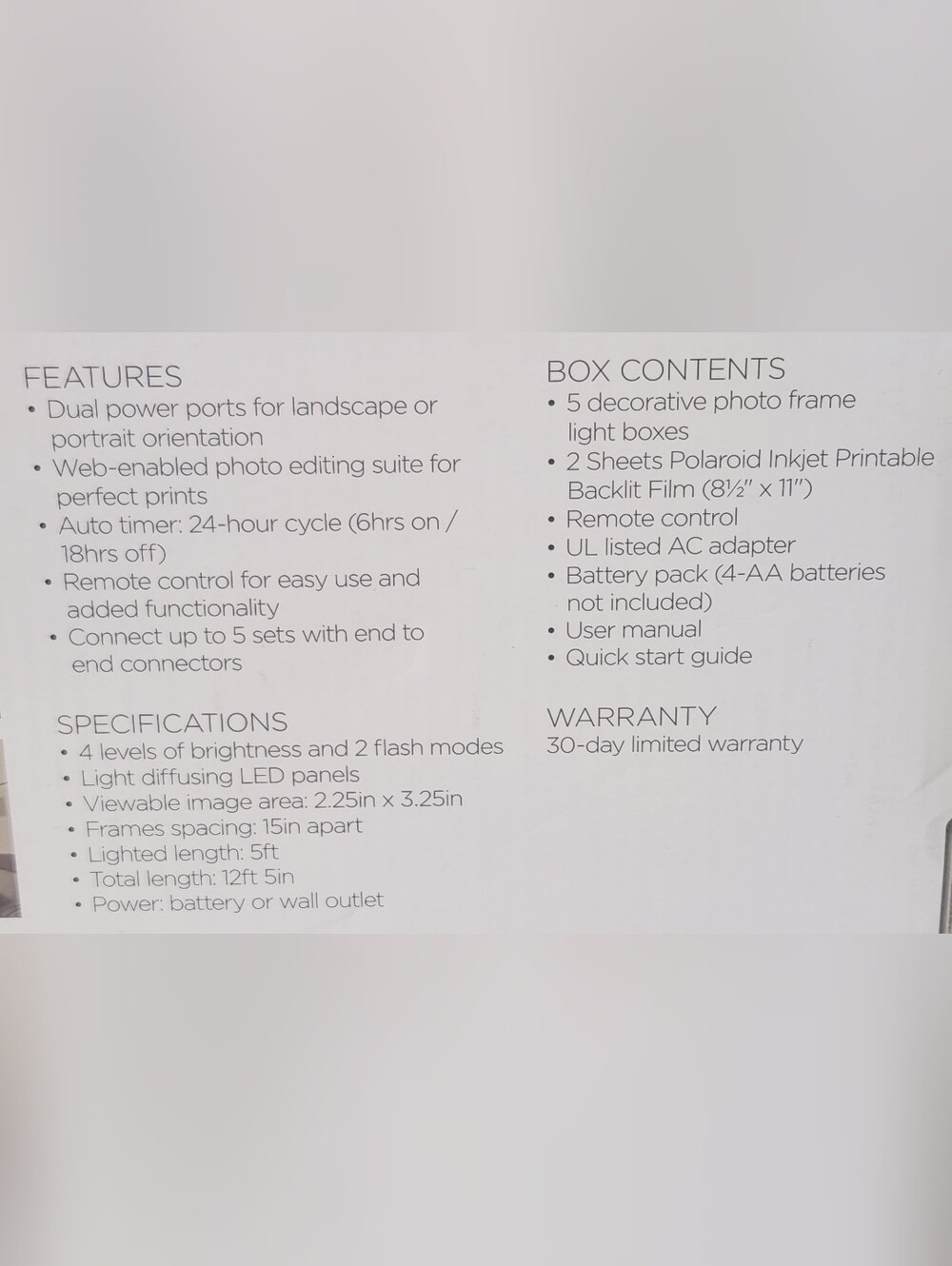 Polaroid 5-Photo Frame 12ft String LED Lightboxes - Picture 4 of 4